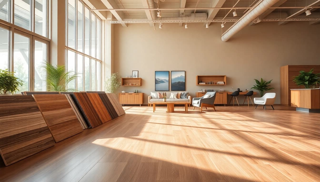Explore luxurious vinyl flooring near me showcased in a beautifully lit setting.