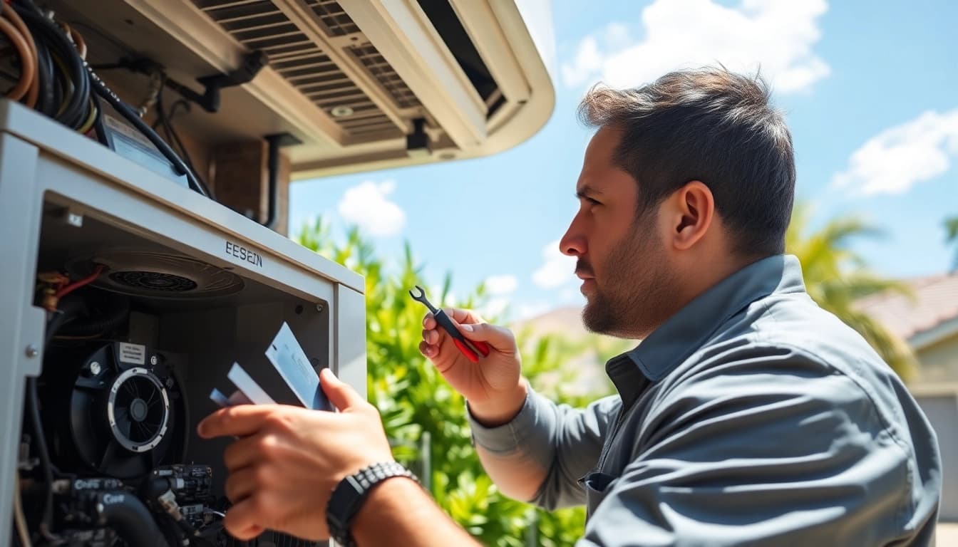 AC Repair Tampa specialist diagnosing an air conditioning unit for efficient repair.