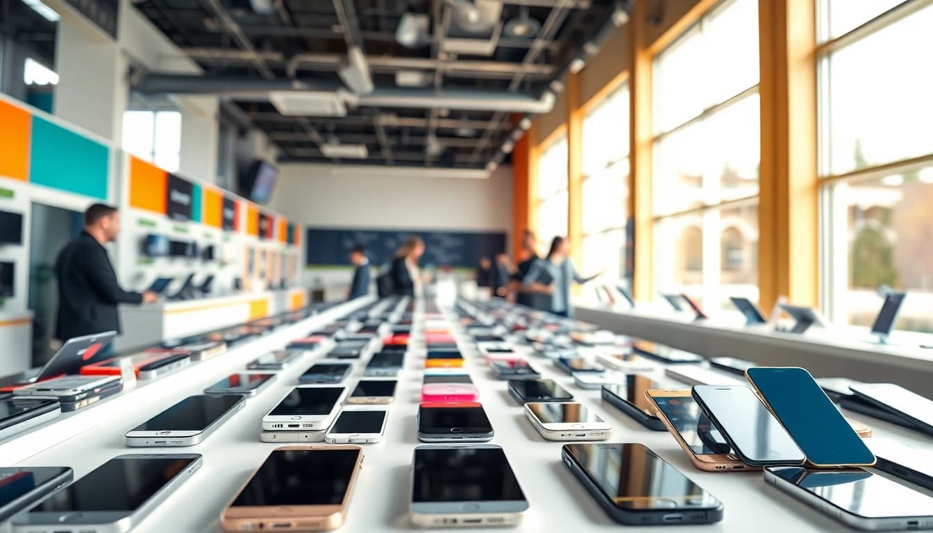 Catch great deals on Cash For Phones Alexander AR at a modern electronics store filled with smartphones.
