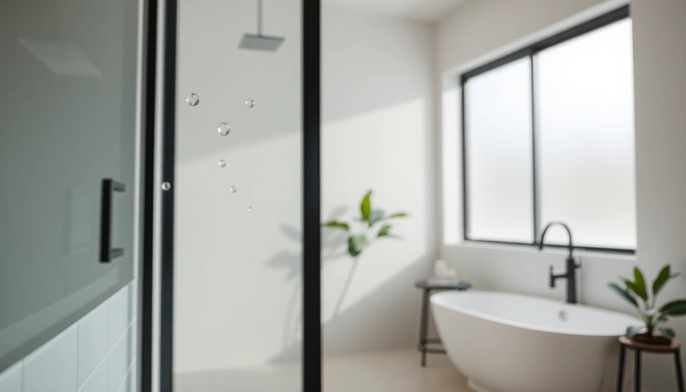 Showcase modern black frame shower doors with elegant design in a stylish bathroom.