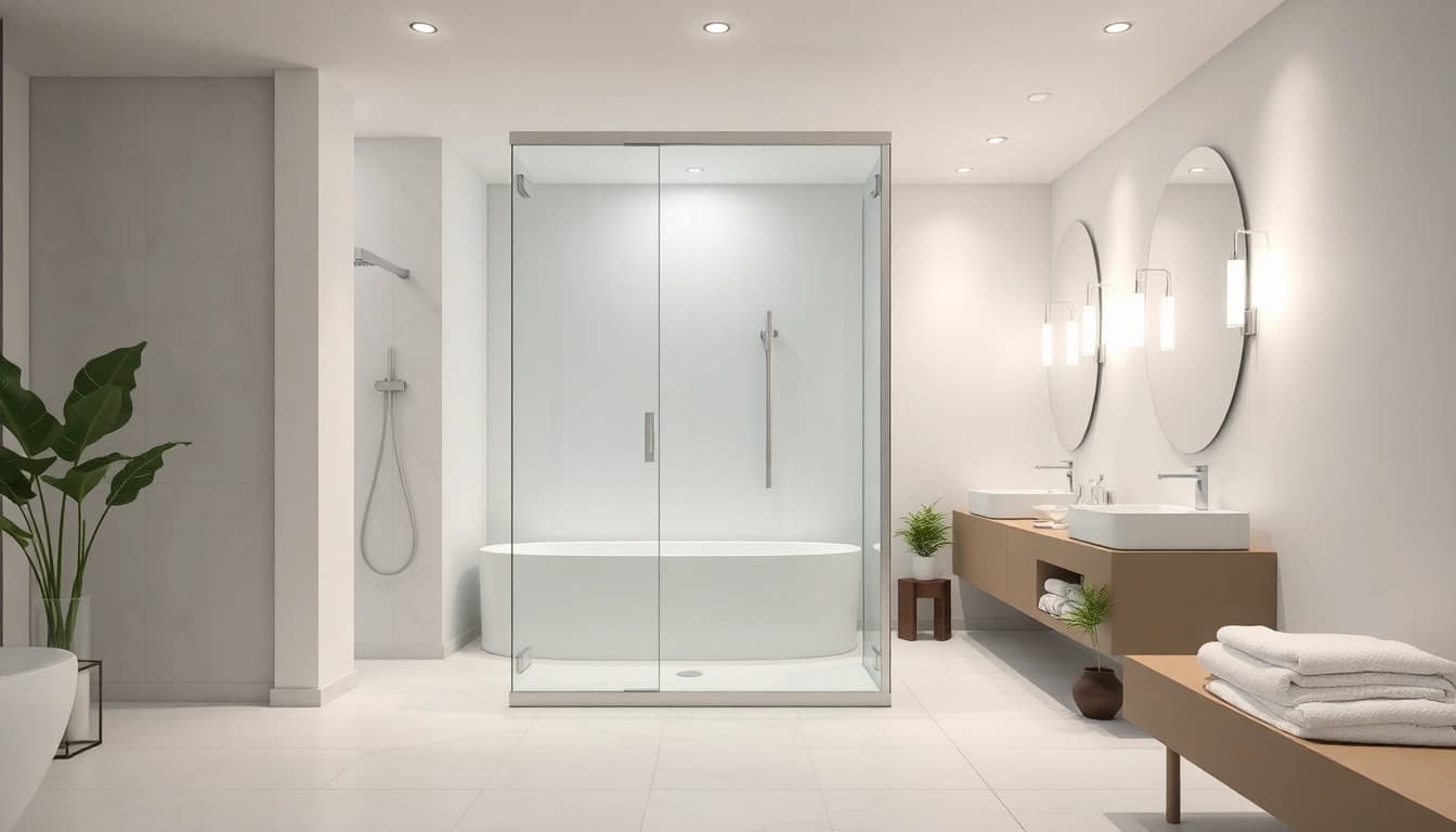 Stylish semi-frameless shower screens semi frameless enhancing a modern bathroom design.