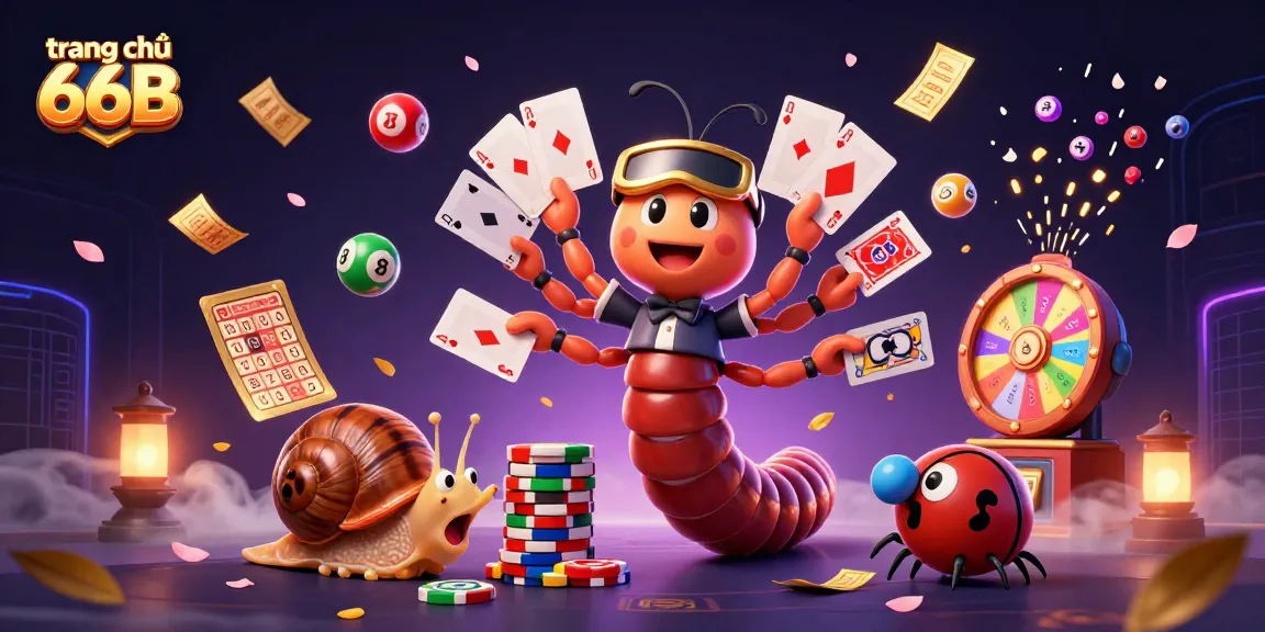 Engage with the vibrant world of trang chủ 66B, showcasing a playful casino scene with dynamic characters and lottery elements.