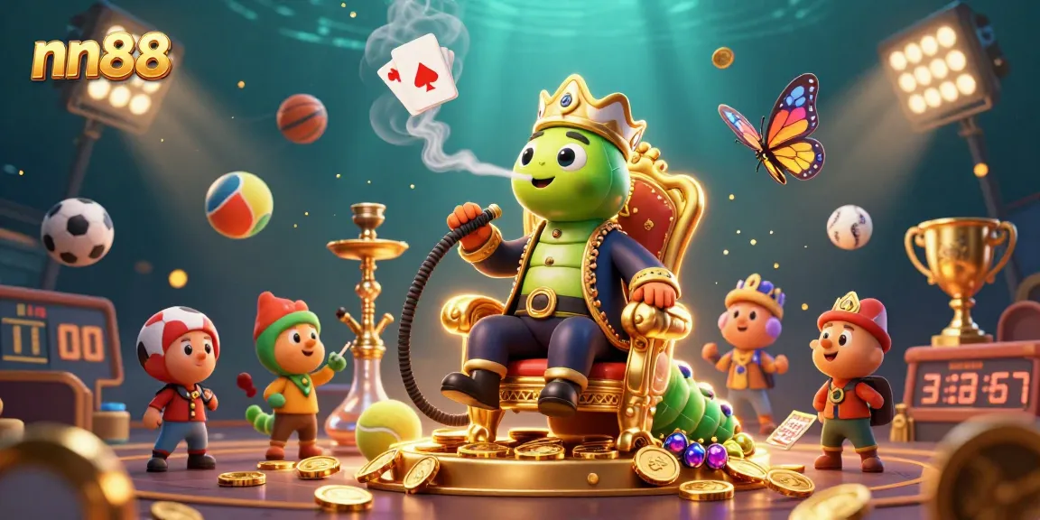 Experience thrilling bets at nn88 with a vibrant 3D casino-themed art showcasing action-packed gaming elements.