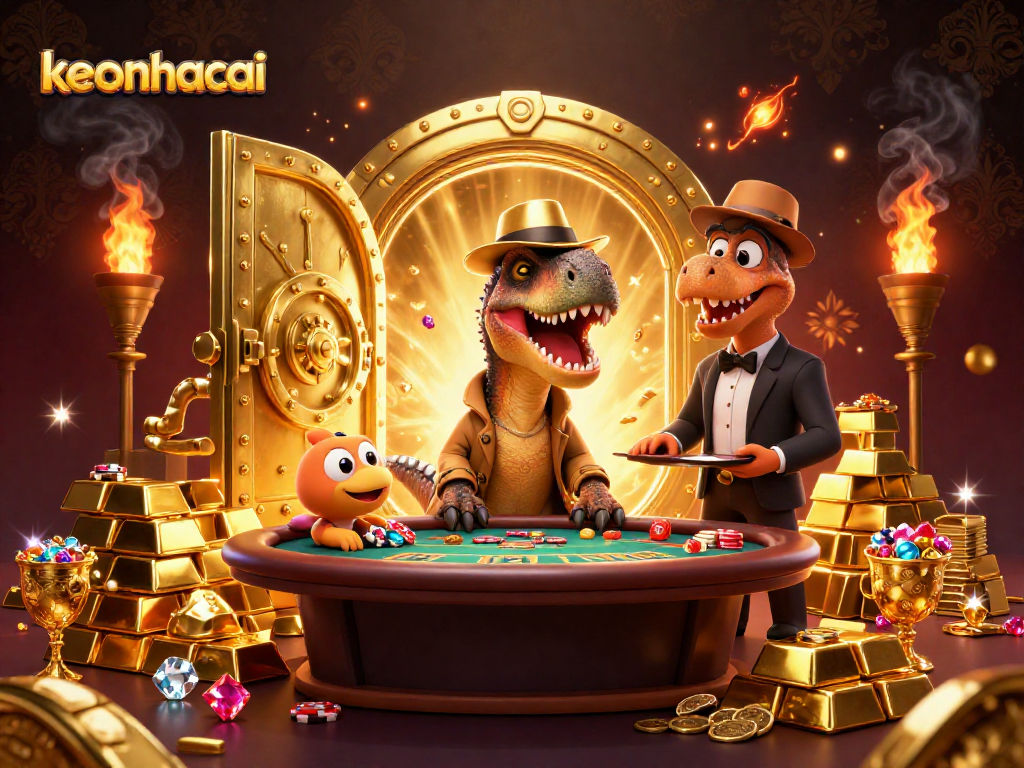 Infiltrate keonhacai's blackjack scene with a velociraptor counter under the watchful eye of a stegosaurus pit boss.