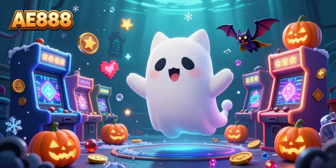 Win with AE888 in a vibrant haunted casino scene filled with jackpot excitement.