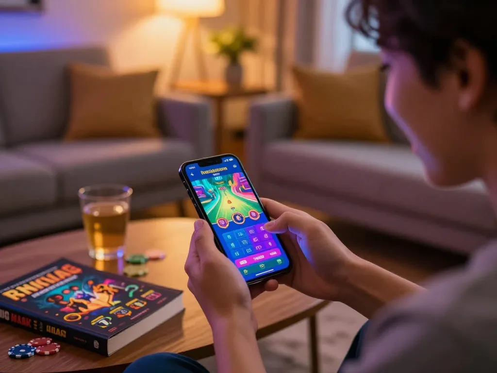Engaging online betting session with link sungaitoto on mobile app in cozy personal space.