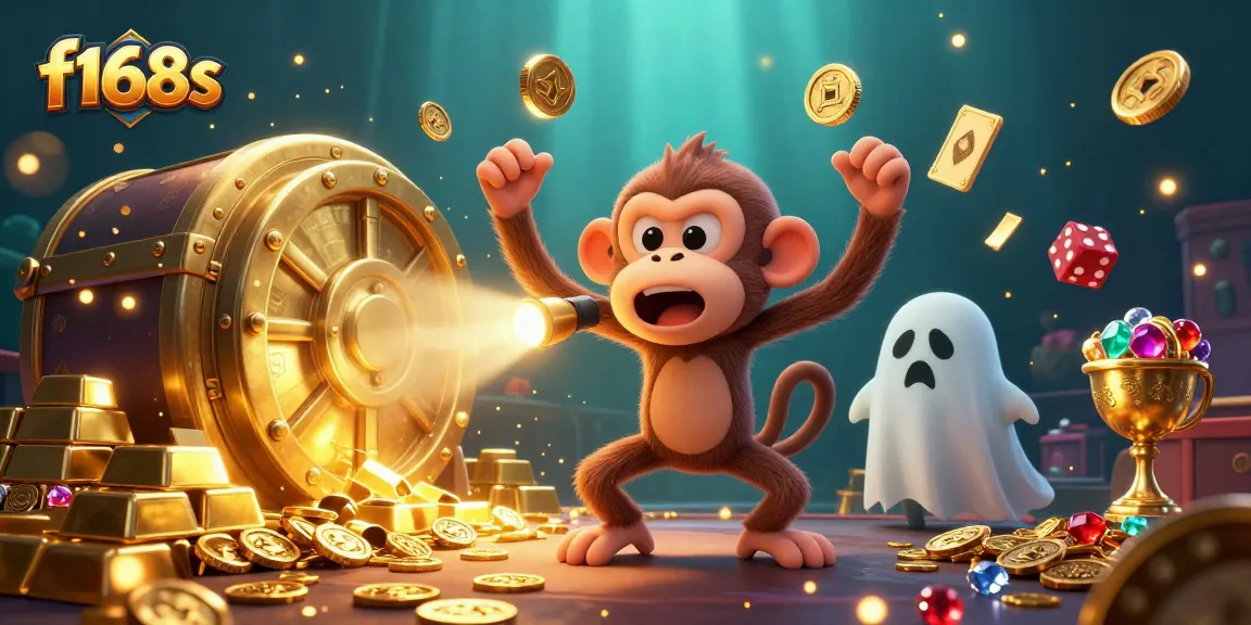 Experience thrilling excitement with f168s as a mischievous ghost monkey juggles golden treasures in a haunted casino.