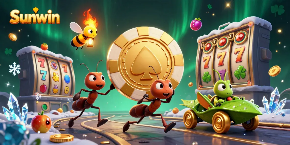 Sunwin offers thrilling slot games featuring colorful characters and golden tokens in action.