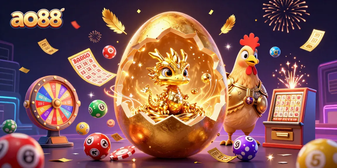Experience thrilling gameplay at ao88 with vibrant lottery elements and a dazzling golden dragon.