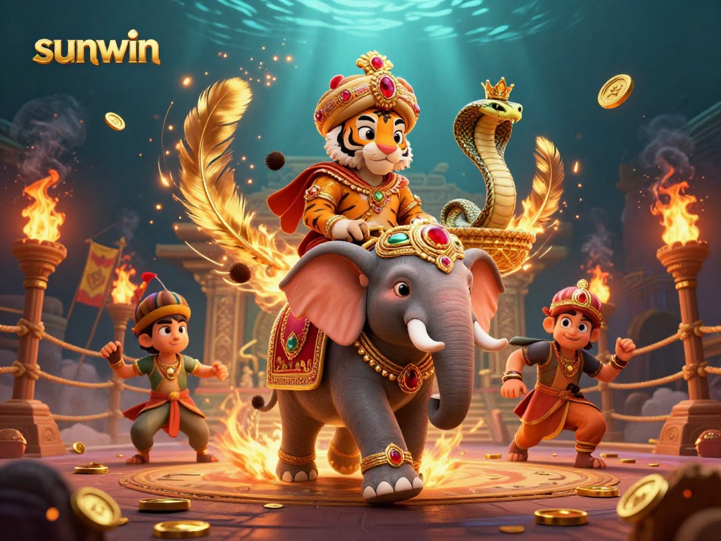 Win at sunwin with immersive 3D casino action featuring vibrant characters and elements.