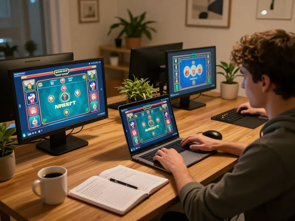 Player enjoying online casino games at home, showcasing VA88 gaming strategies and app features