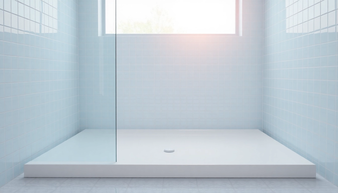 Stylish shower base shower highlighting minimalist design in a bright bathroom.