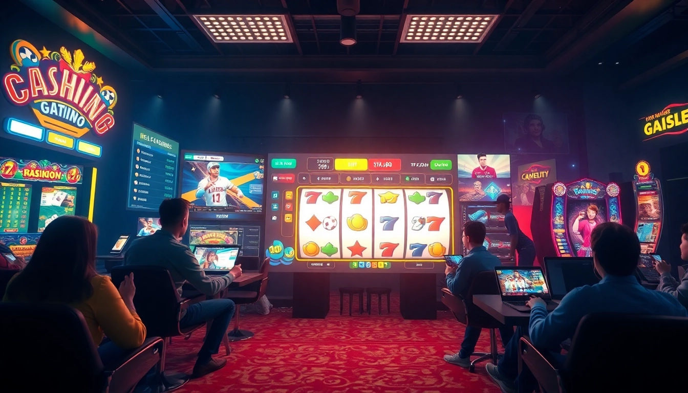 Casino platform illustration showcasing 98winwin.live with vibrant games and betting options.