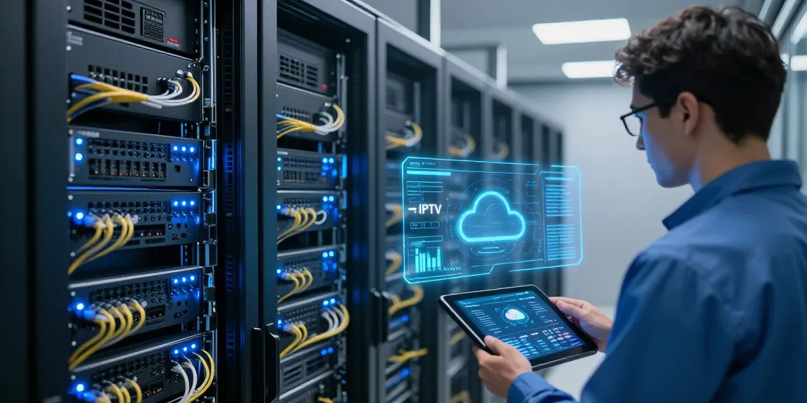 UK IPTV dashboard showcasing advanced cloud computing solutions and real-time data monitoring in a professional IT environment.