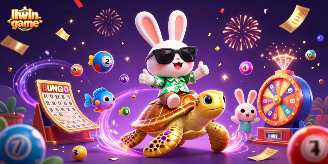 Experience big wins with llwin-game's vibrant lottery scene featuring a lucky rabbit and golden turtle!