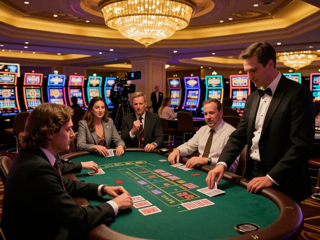NoHu players placing bets at dynamic blackjack tables in a vibrant Las Vegas casino atmosphere.
