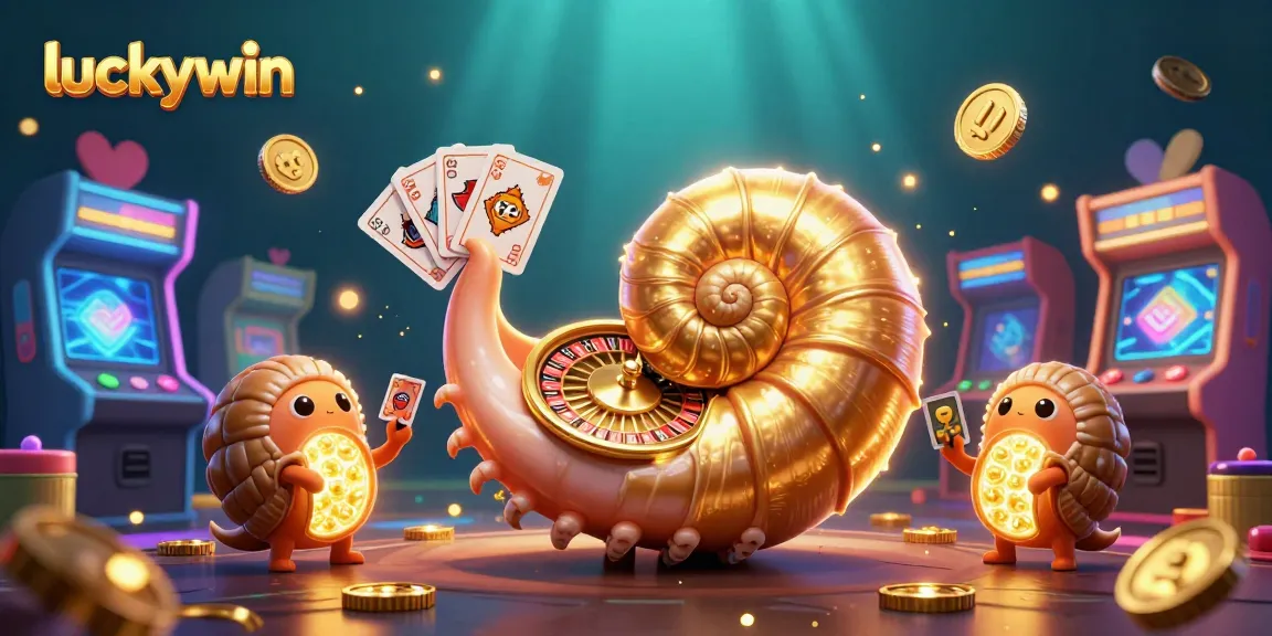 Immerse yourself in luckywin's vibrant world of gaming, featuring a giant nautilus roulette wheel surrounded by glowing game elements.
