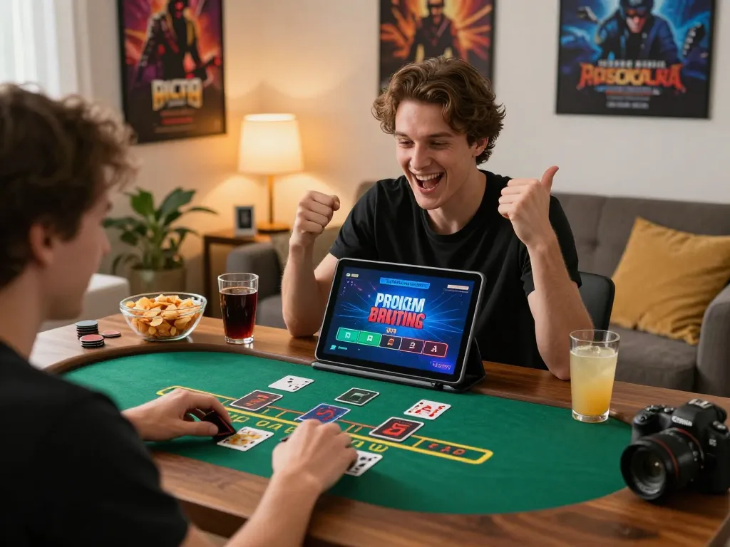 NOHU90 player enjoying a live dealer blackjack game on tablet in cozy home setting