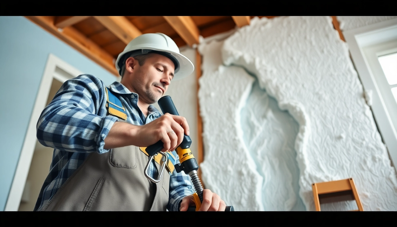 Performing closed cell spray foam removal by a professional contractor in a home setting.