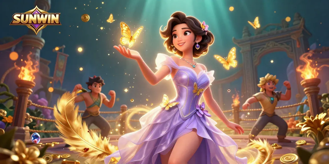 SUNWIN showcases a vibrant 3D casino scene with Asian woman enjoying the immersive gaming experience