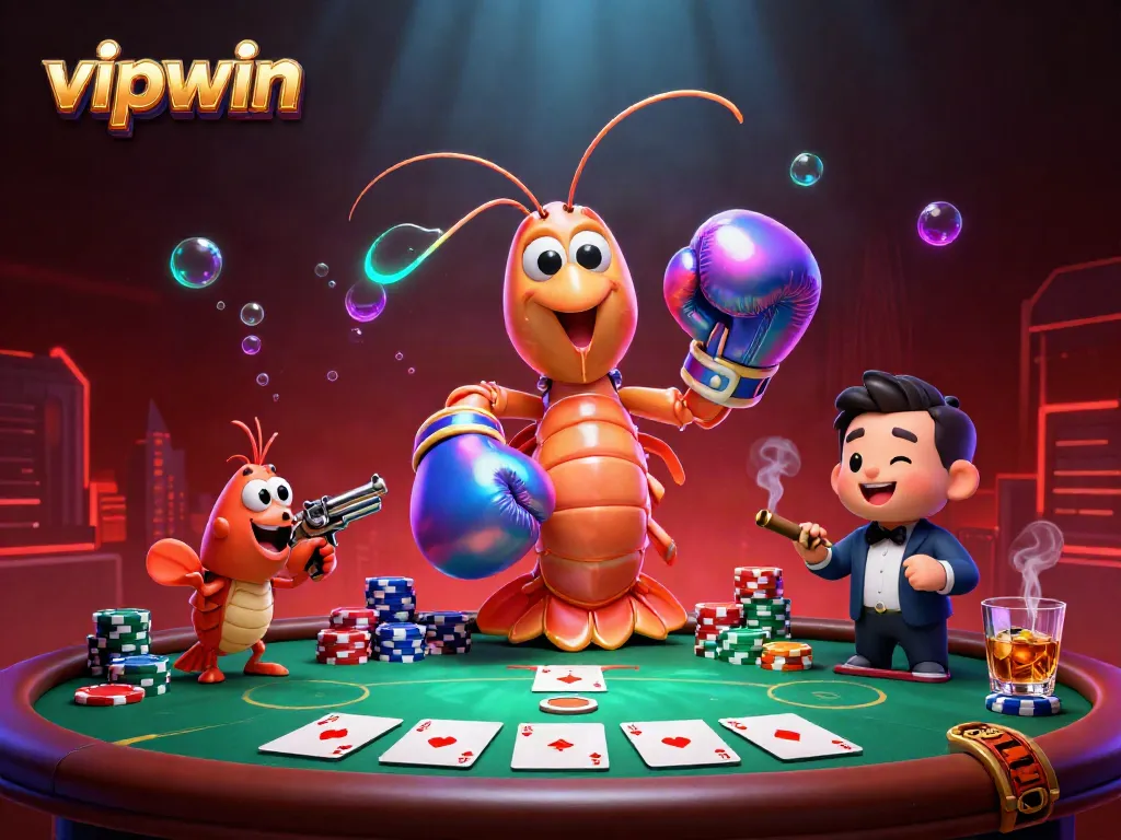 Join the excitement at vipwin with a thrilling 3D casino showdown featuring vibrant characters and poker action.