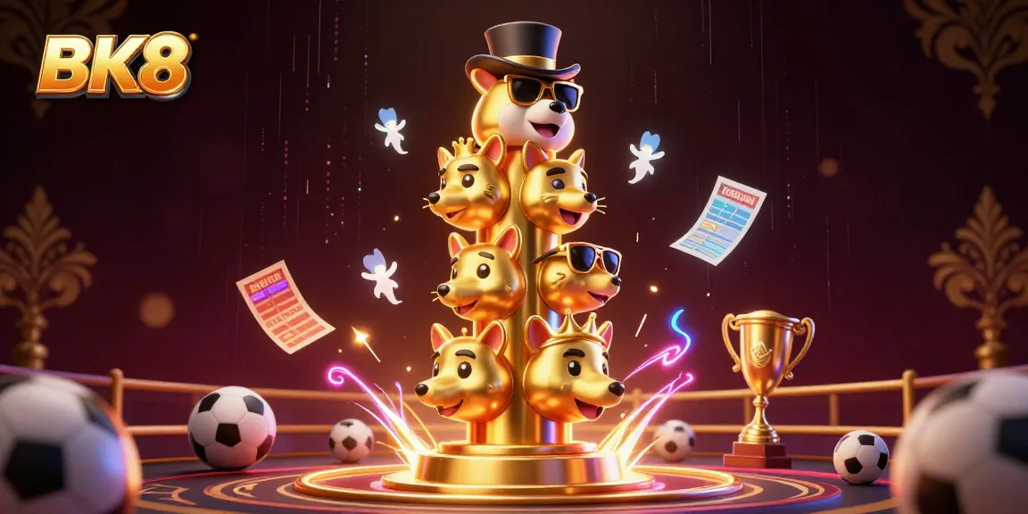 Experience thrilling sports betting with BK8's vivid casino-themed illustration showcasing dynamic action elements.
