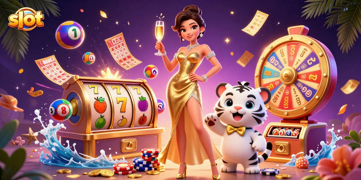 Spin the thrilling slot reels with a glamorous woman and a lucky tiger cub celebrating wealth.