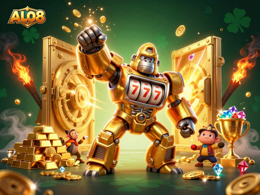 Experience thrilling wins at ALO8 with our vibrant 3D casino illustration filled with excitement and rewards.