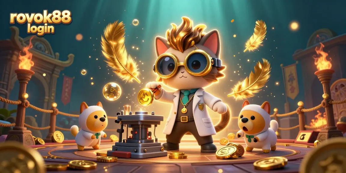 Access rokok88 login for thrilling games with golden coins swirling in a vibrant 3D scene.