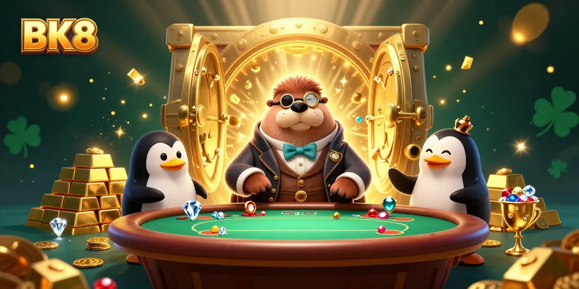 Join the exciting world of BK8 as walrus, penguin, and pufferfish play cards underwater.