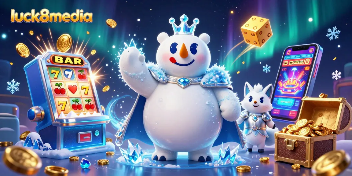 Experience excitement at luck8media with vibrant games and thrilling wins in a colorful casino illustration.