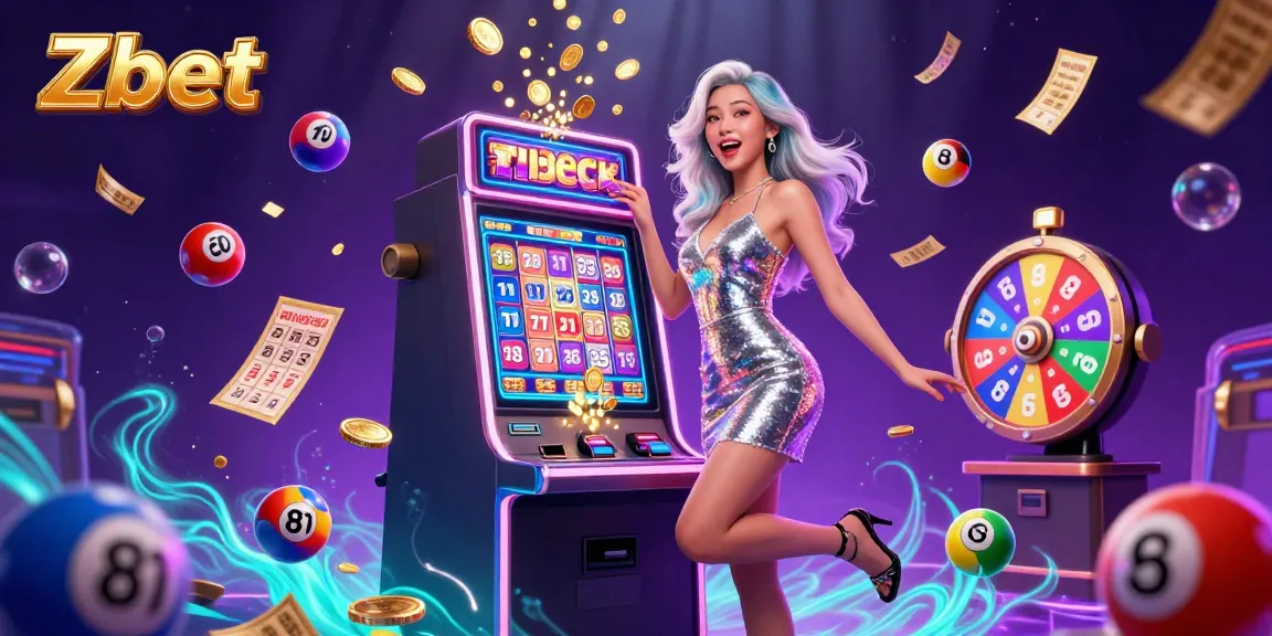 Zbet celebrates a big win with dynamic casino elements, showcasing thrilling gambling action.
