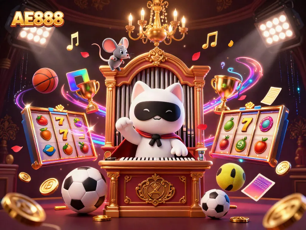 Engage in AE888's slots excitement featuring stunning casino elements, captivating characters, and dynamic action.