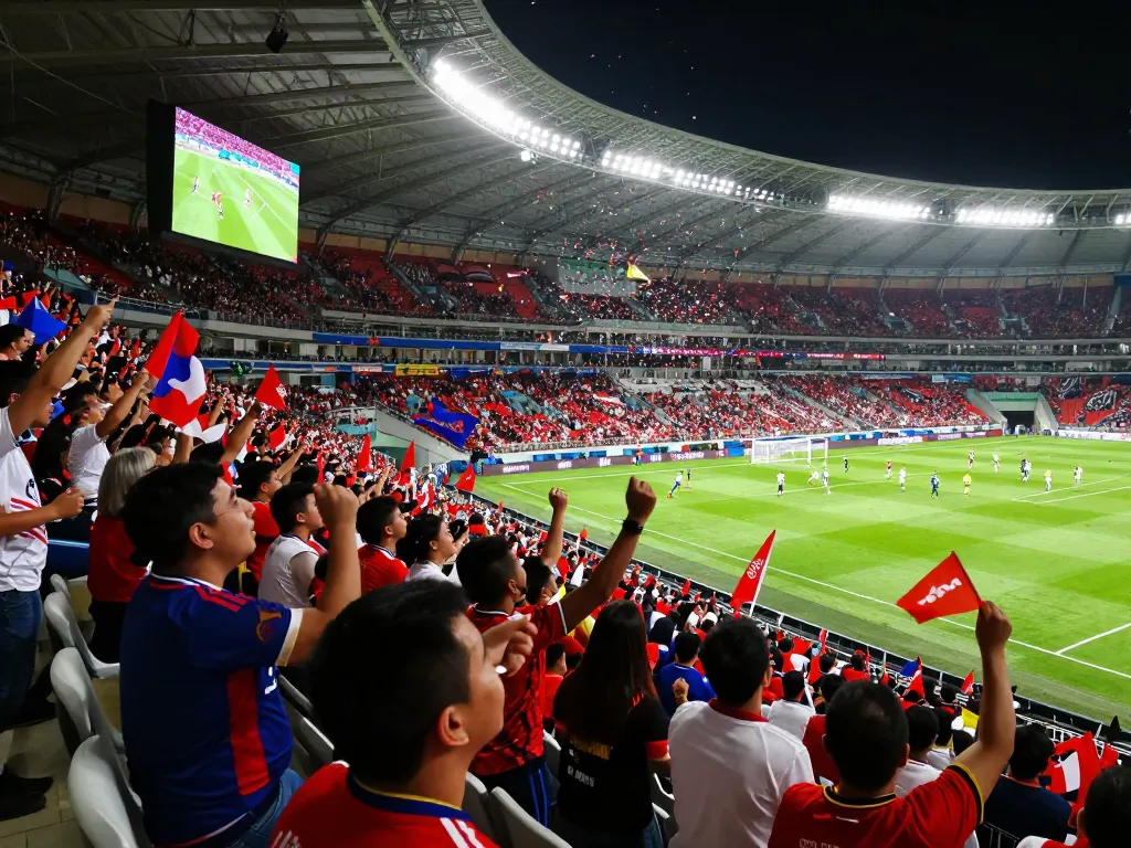 Experience trực tiếp bóng đá cakhiatv with passionate fans at a lively stadium, celebrating football moments.