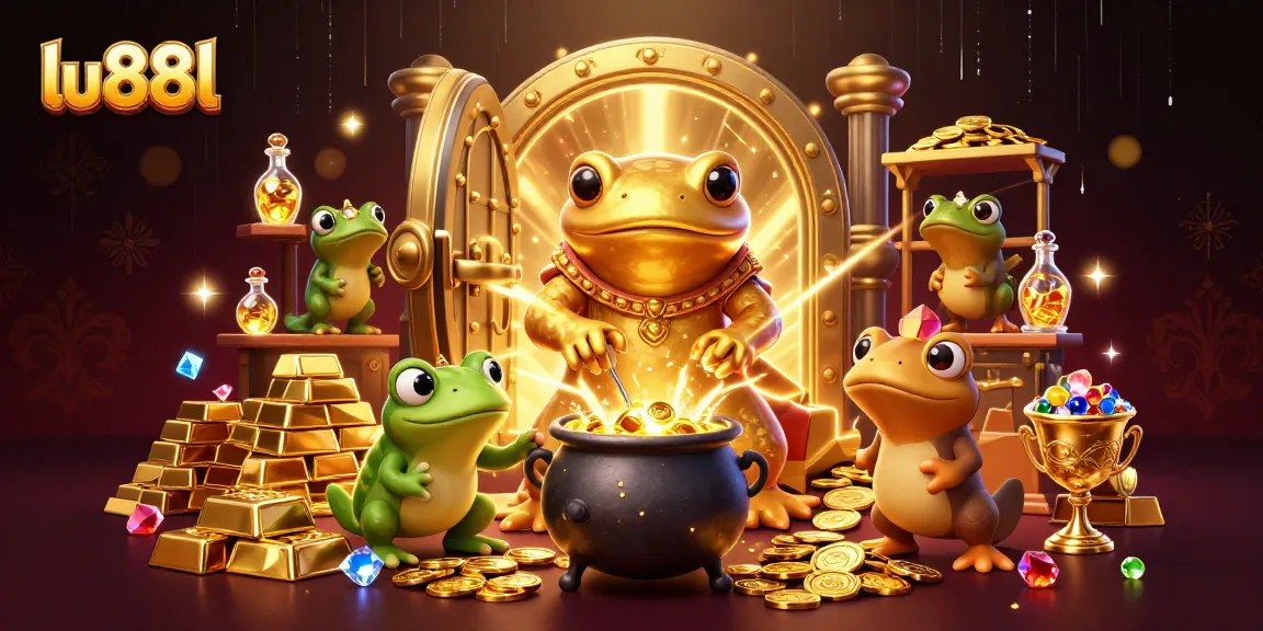 Engage with lu88l's vibrant energy through an illustrated golden casino world filled with treasure and excitement.