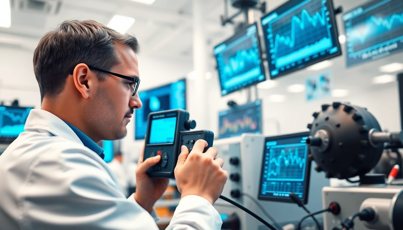 Analyzing Vibration Control systems with advanced equipment in a modern lab setting.