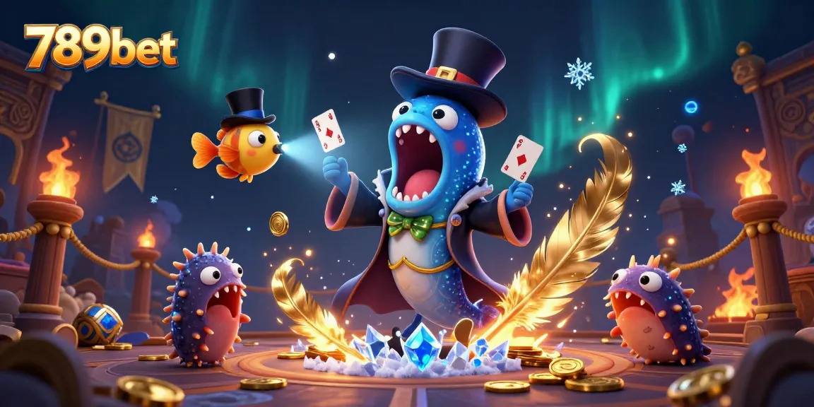 Experience thrilling magic at 789bet with engaging card tricks showcased by a bioluminescent gulper eel.