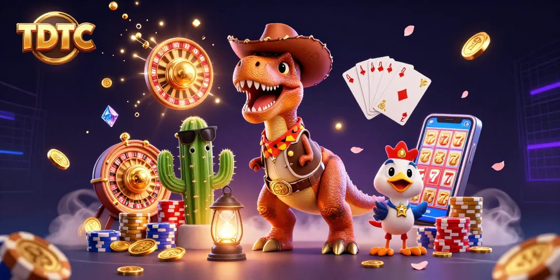 Join the TDTC excitement with a colorful 3D clash of casino characters amid dynamic gaming elements.