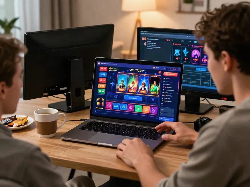 Engaging user experience on lu88.com with vibrant gaming graphics and a cozy home setting.