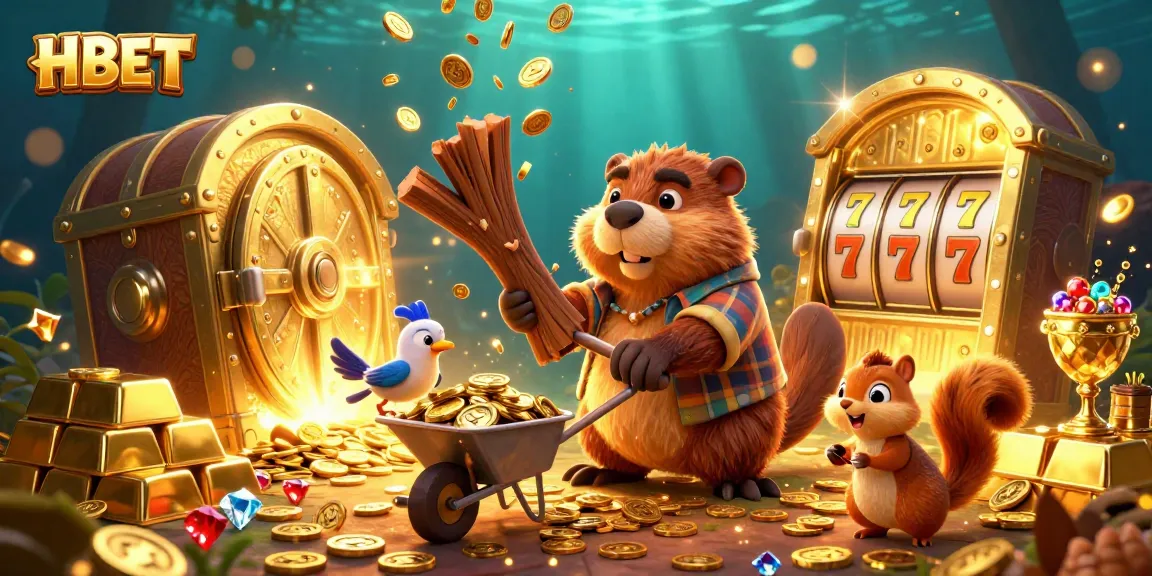 Experience the excitement of HBET with vibrant casino elements featuring cartoon characters celebrating wins.