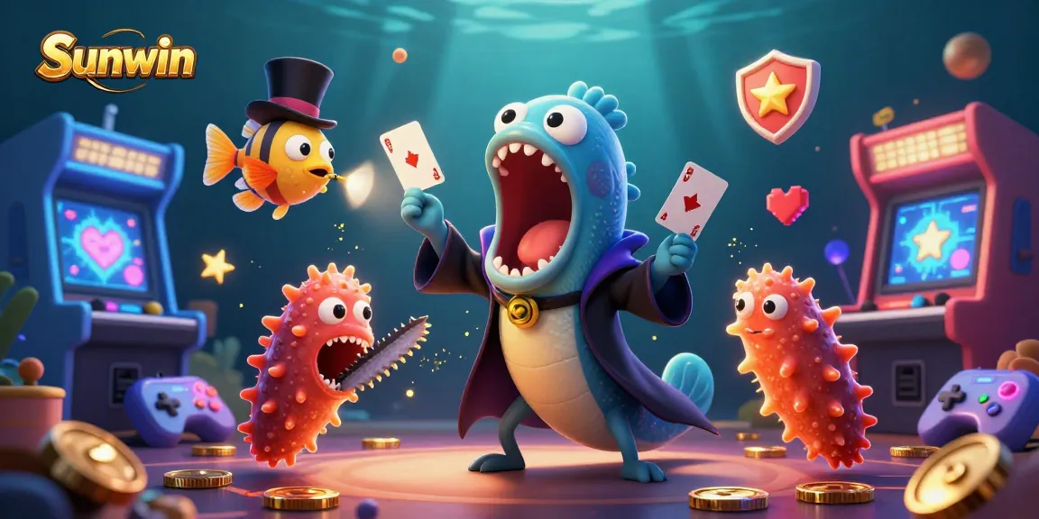 Experience the vibrant gaming adventure at Sunwin with deep-sea characters and casino elements.