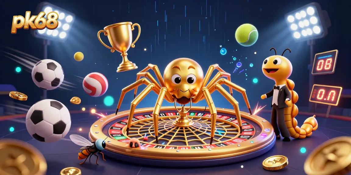 Experience thrilling gameplay at pk68 with a golden roulette wheel and exciting sports betting elements.