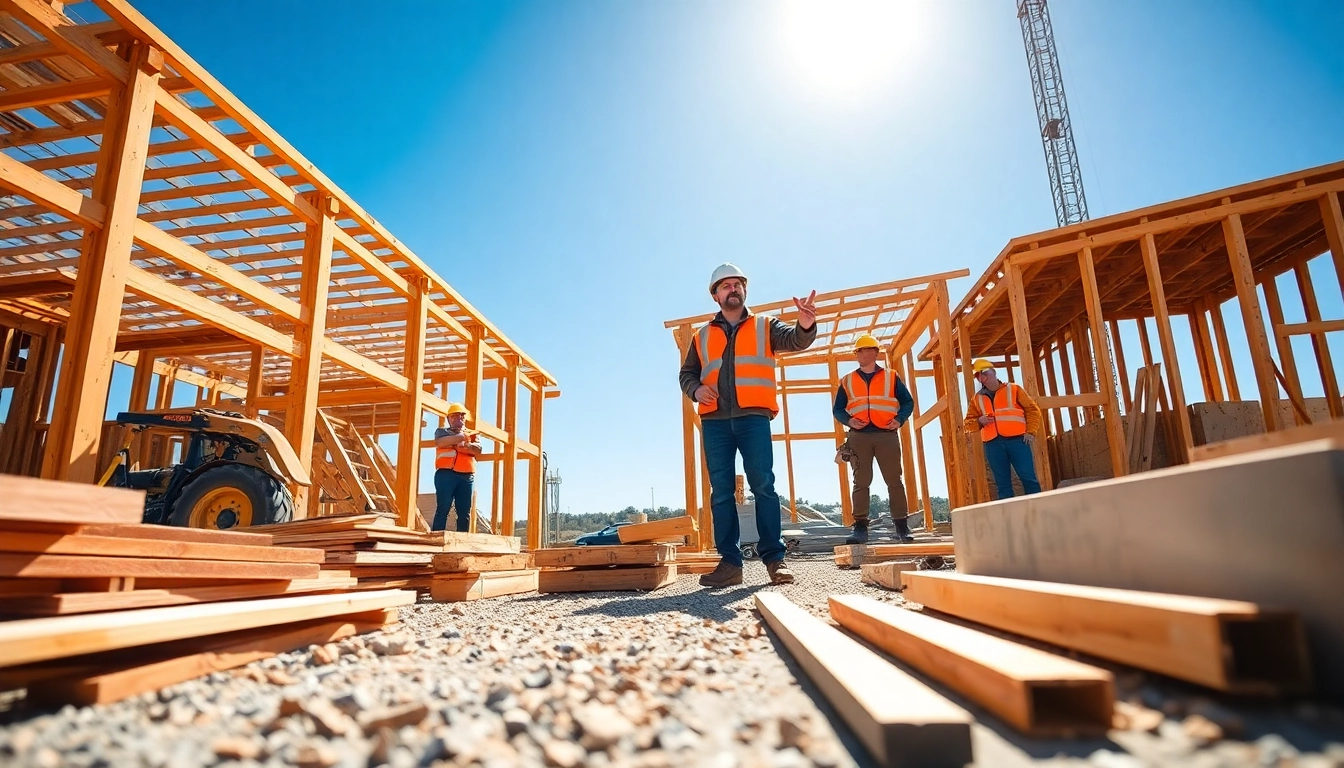 Skilled New Jersey General Contractor leading construction efforts on-site with teamwork and heavy machinery.