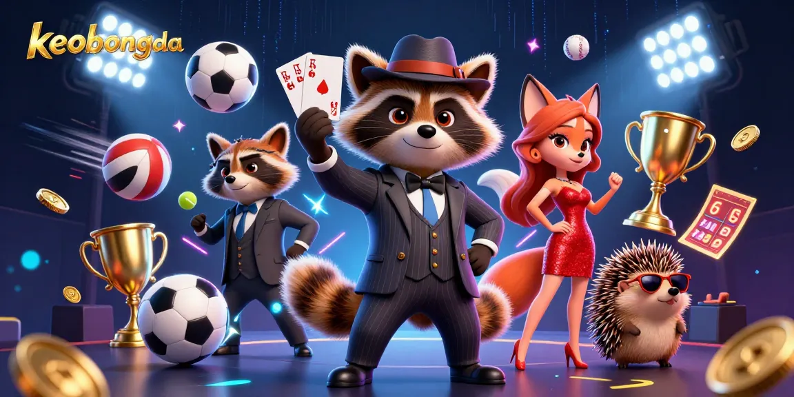Engage with keobongda to bet on sports, featuring vibrant characters representing a thrilling gaming atmosphere.