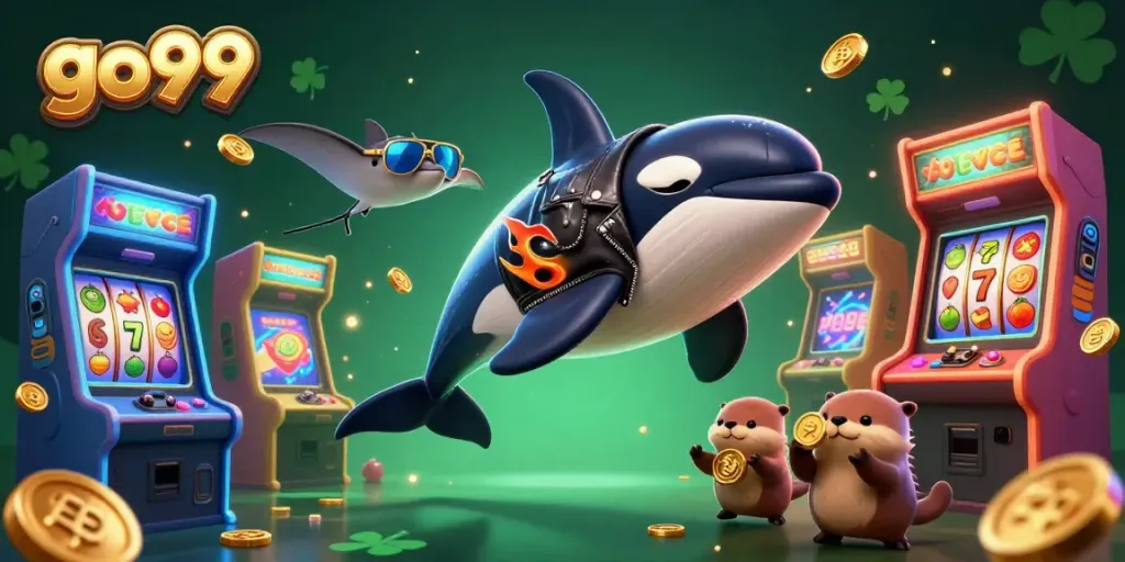 Experience go99's vibrant casino world with cartoon characters and exciting gaming elements.