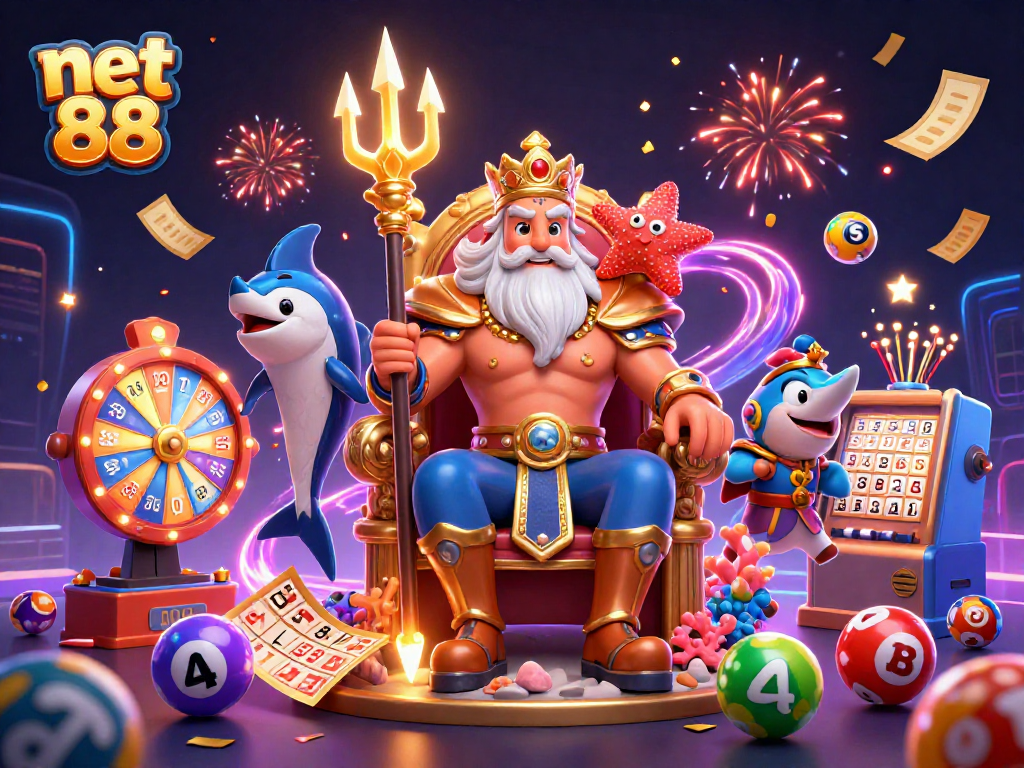 Engage with thrilling games at net 88 through vibrant casino elements and festive atmosphere.