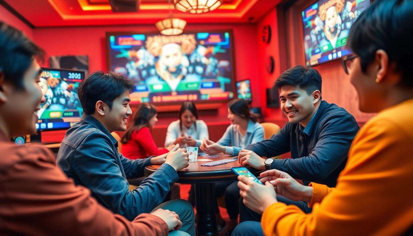 Exciting online gaming scene with players enjoying popular card games at gamebaidoithuong.com.vc