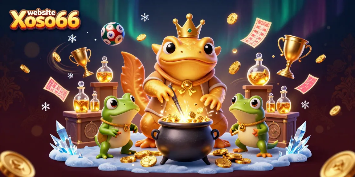 Experience the excitement of lottery games with website Xoso66's dynamic illustrations and colorful elements.
