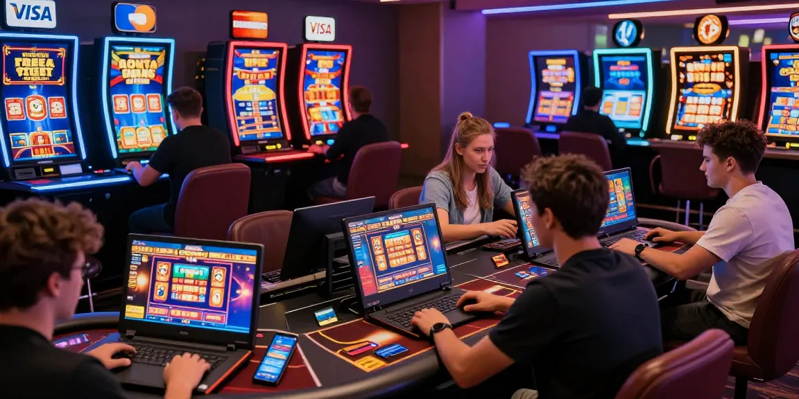 Players enjoying gaming at casinos that accept credit cards, engaged with online slots and table games.