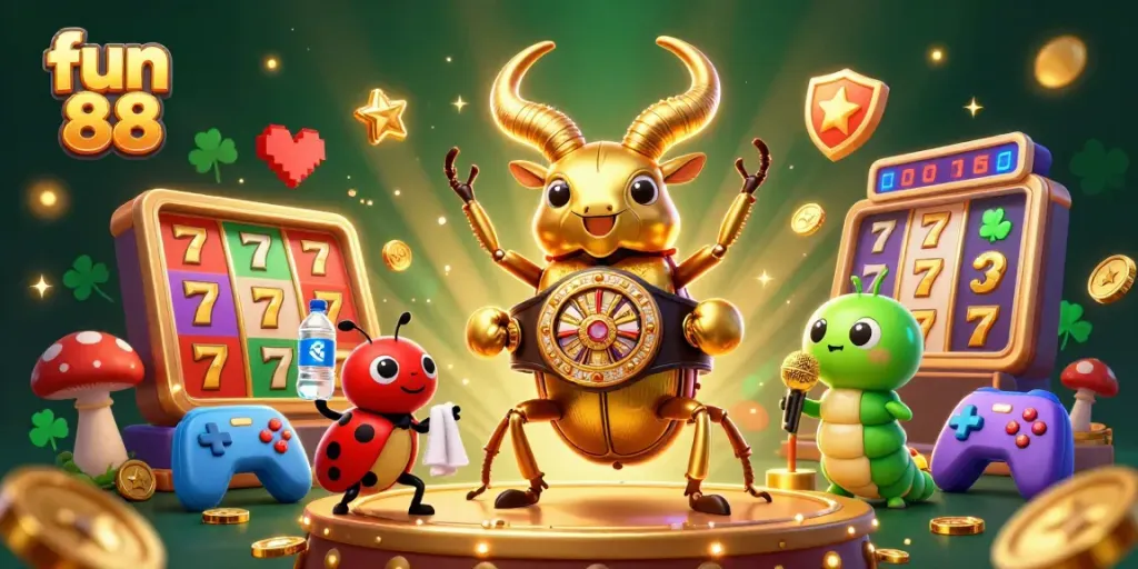 Experience the fun 88 gaming world with a dynamic illustration of characters engaging in exciting casino activities.